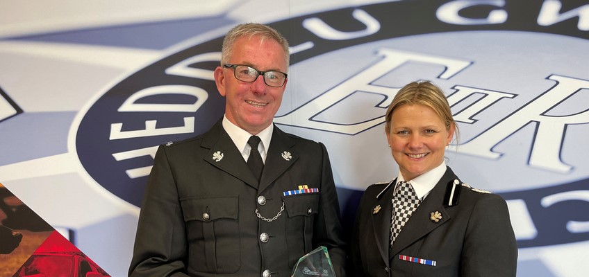 PC Mark Powell with Deputy Chief Constable Rachel Williams