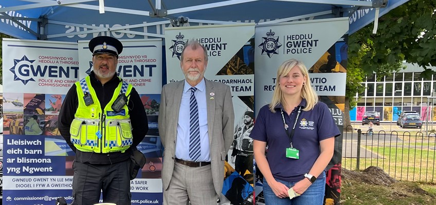 Jeff Cuthbert with Gwent Police staff