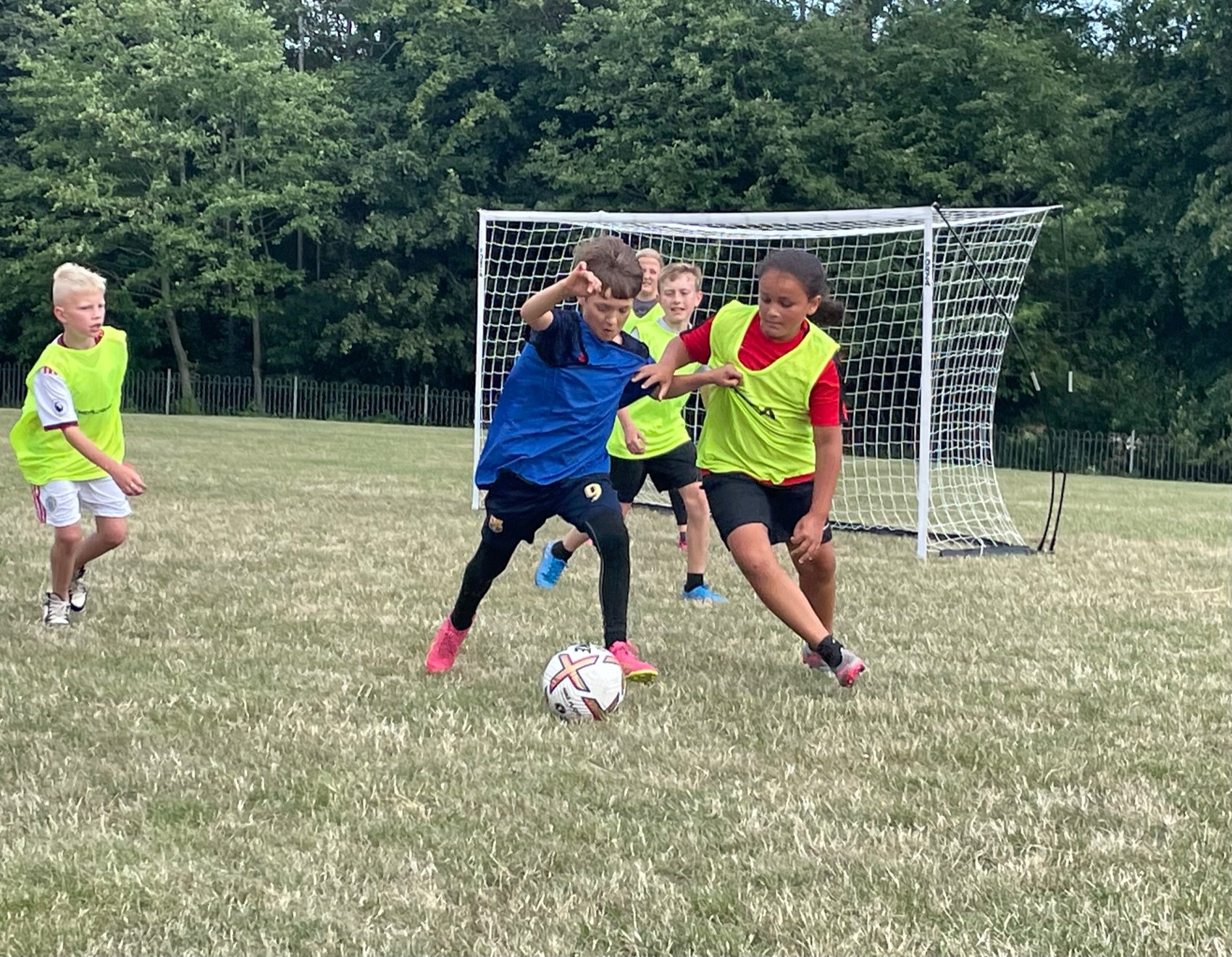 Children playing football