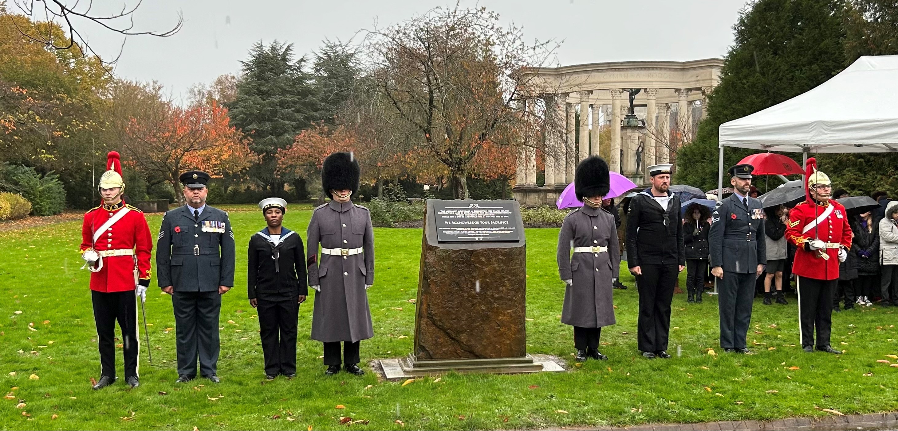 Members of the armed forces in uniform at remembrance event