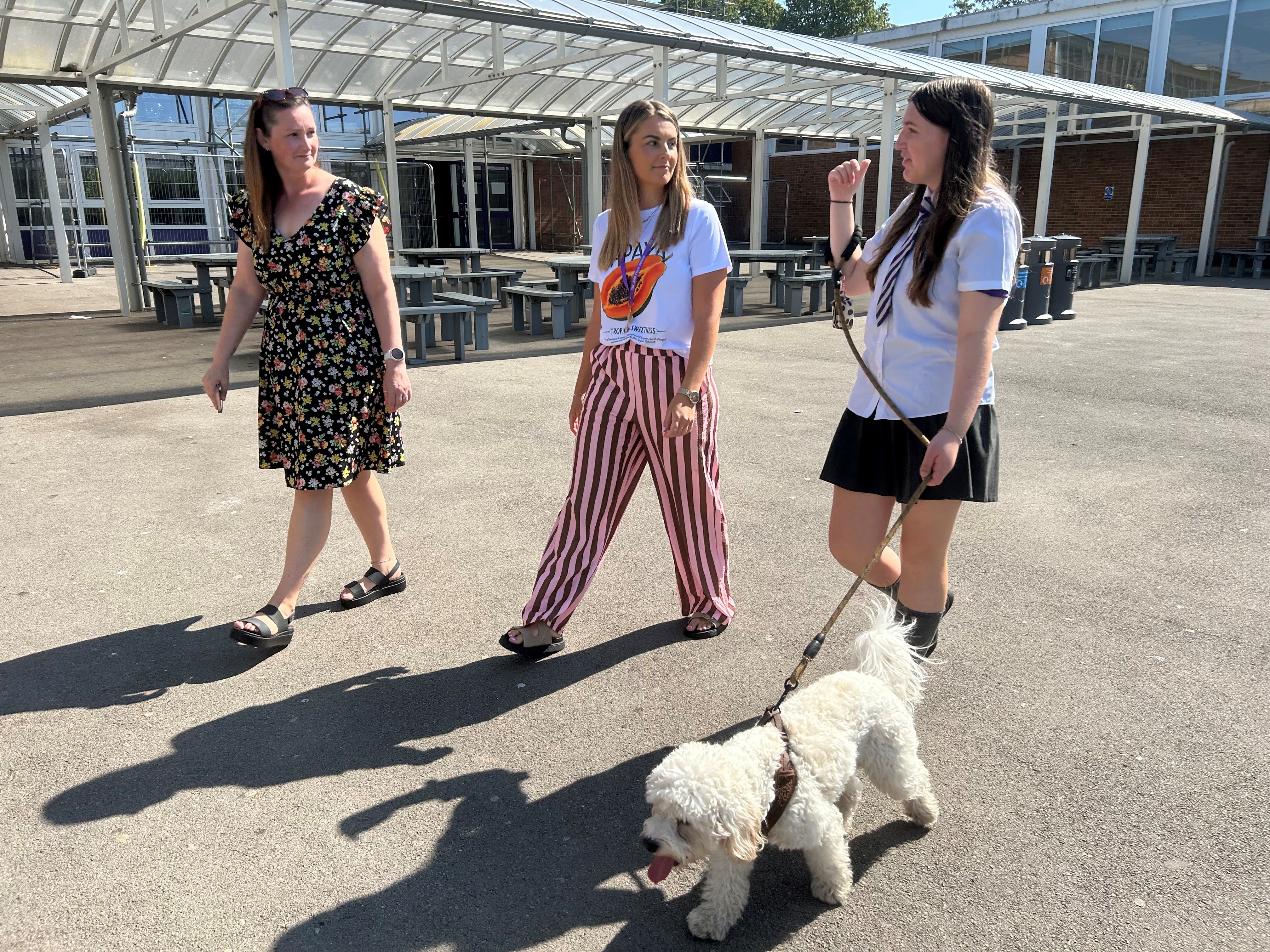 People walking with dog