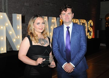 Award winner Chloe Goddard With leader of Torfaen council Anthony Hunt
