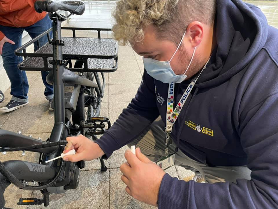 Gwent Police staff marking bikes