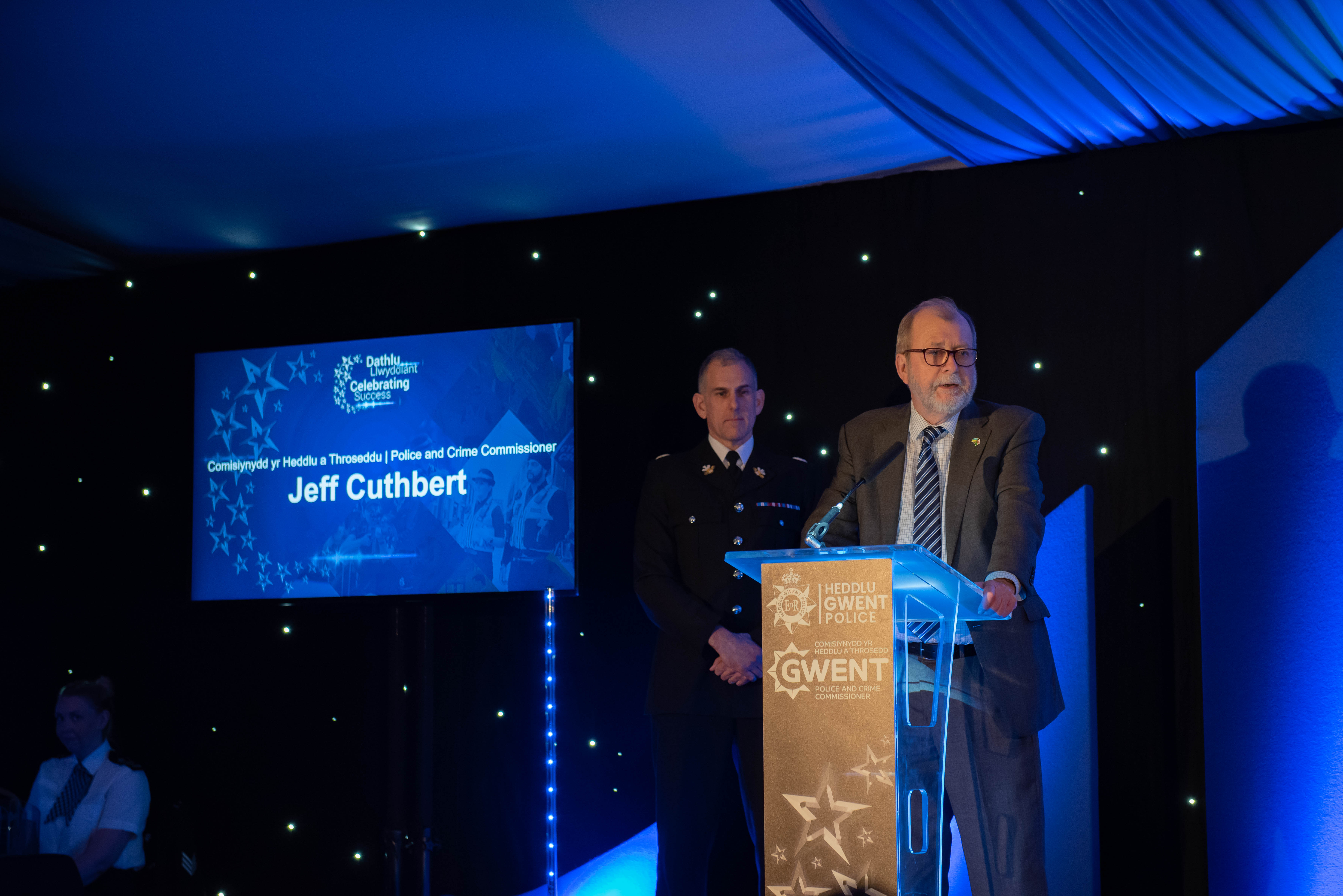 jeff Cuthbert stood in front of lectern 