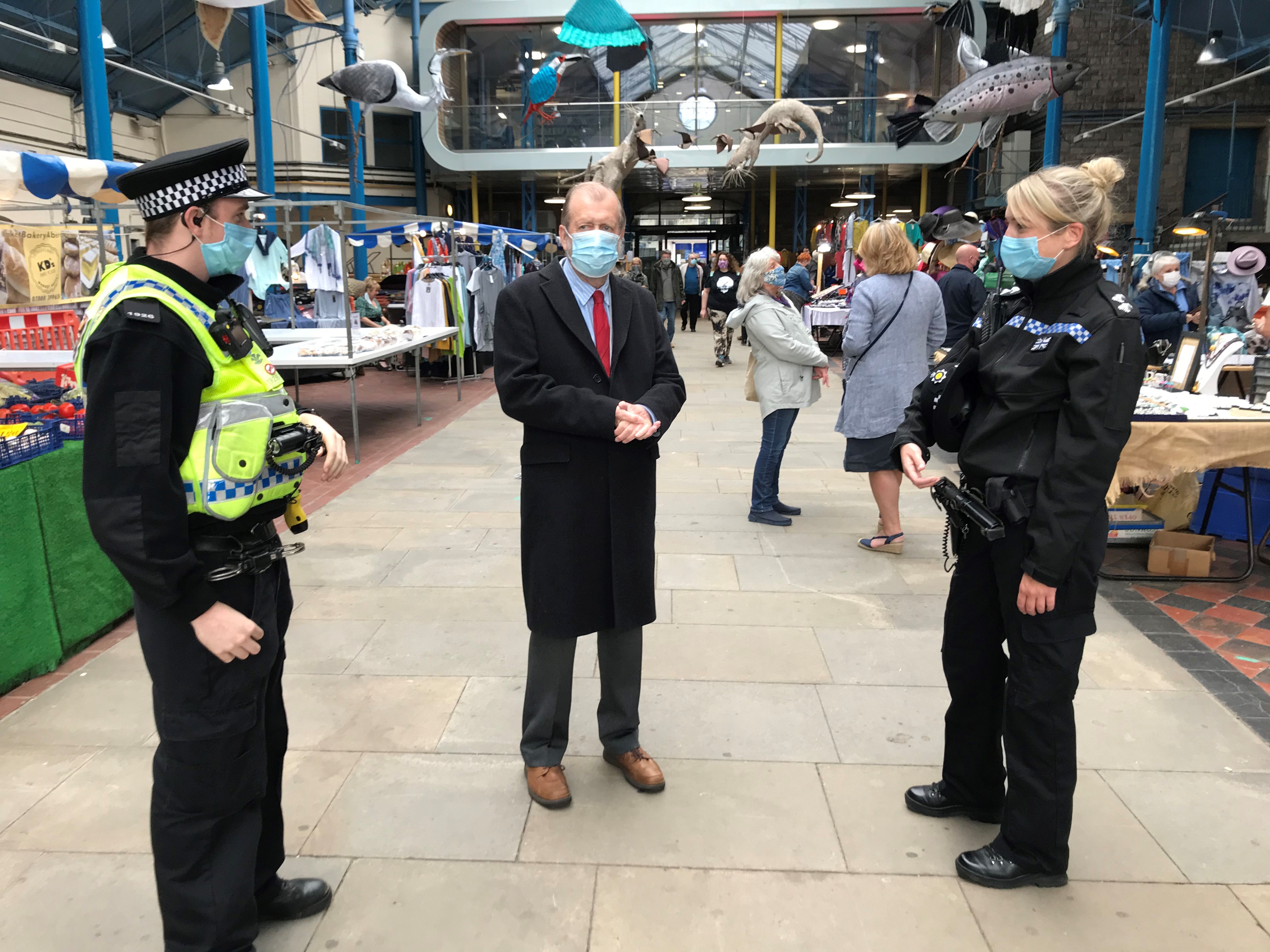 Jeff Cuthbert and police officers