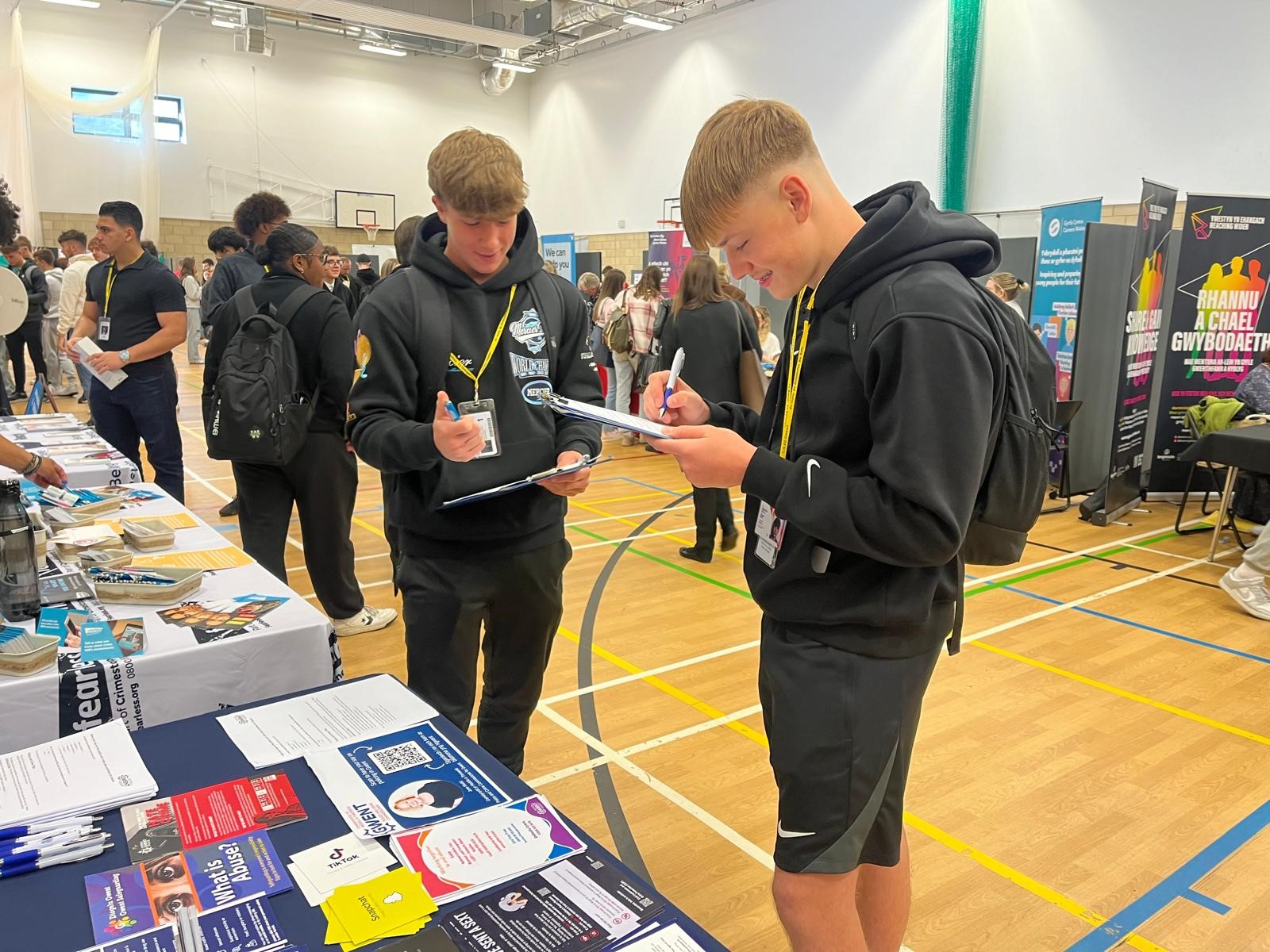 Students filling out survey