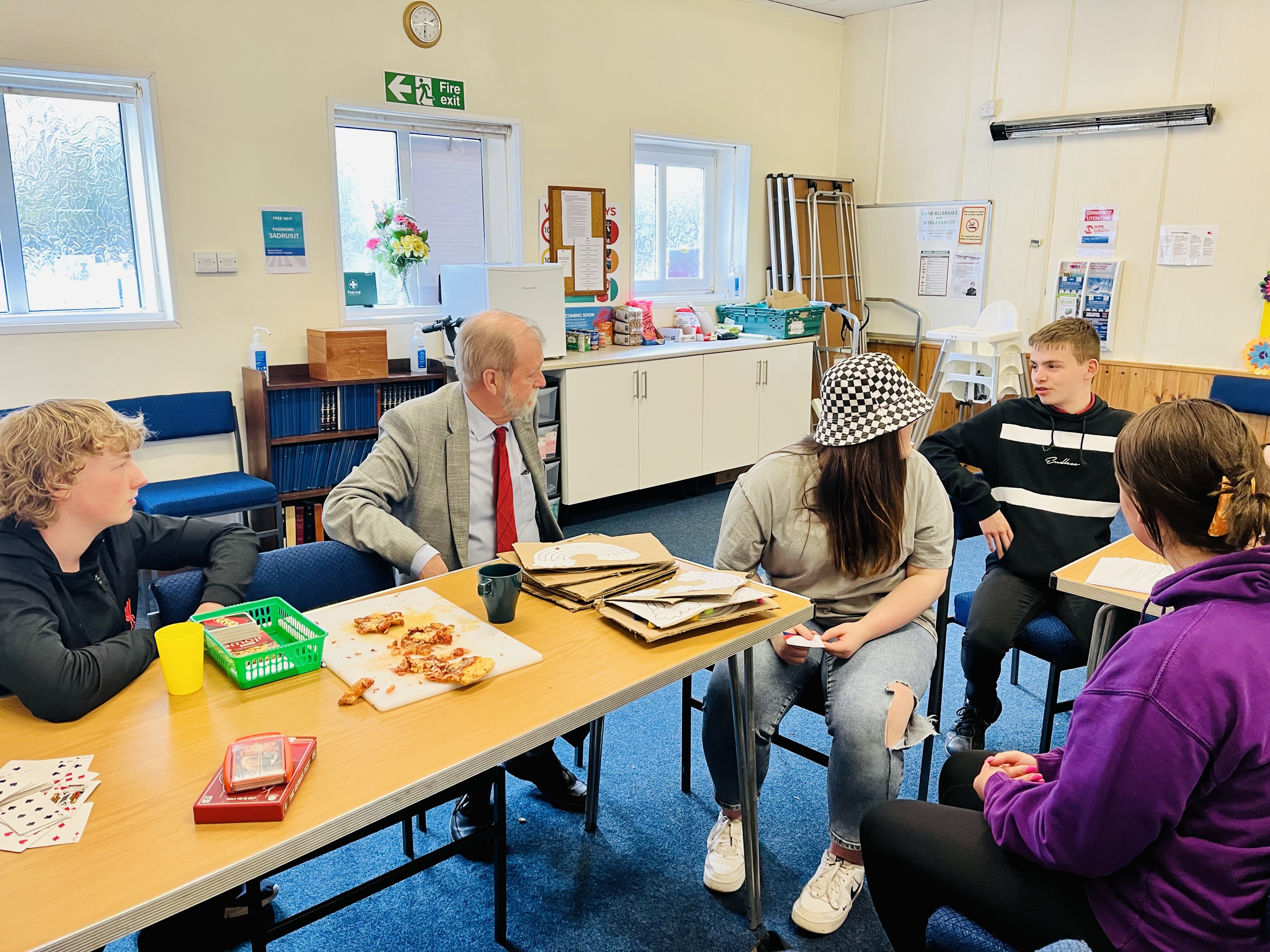 The Police and Crime Commissioner talking to young people at the youth centre 