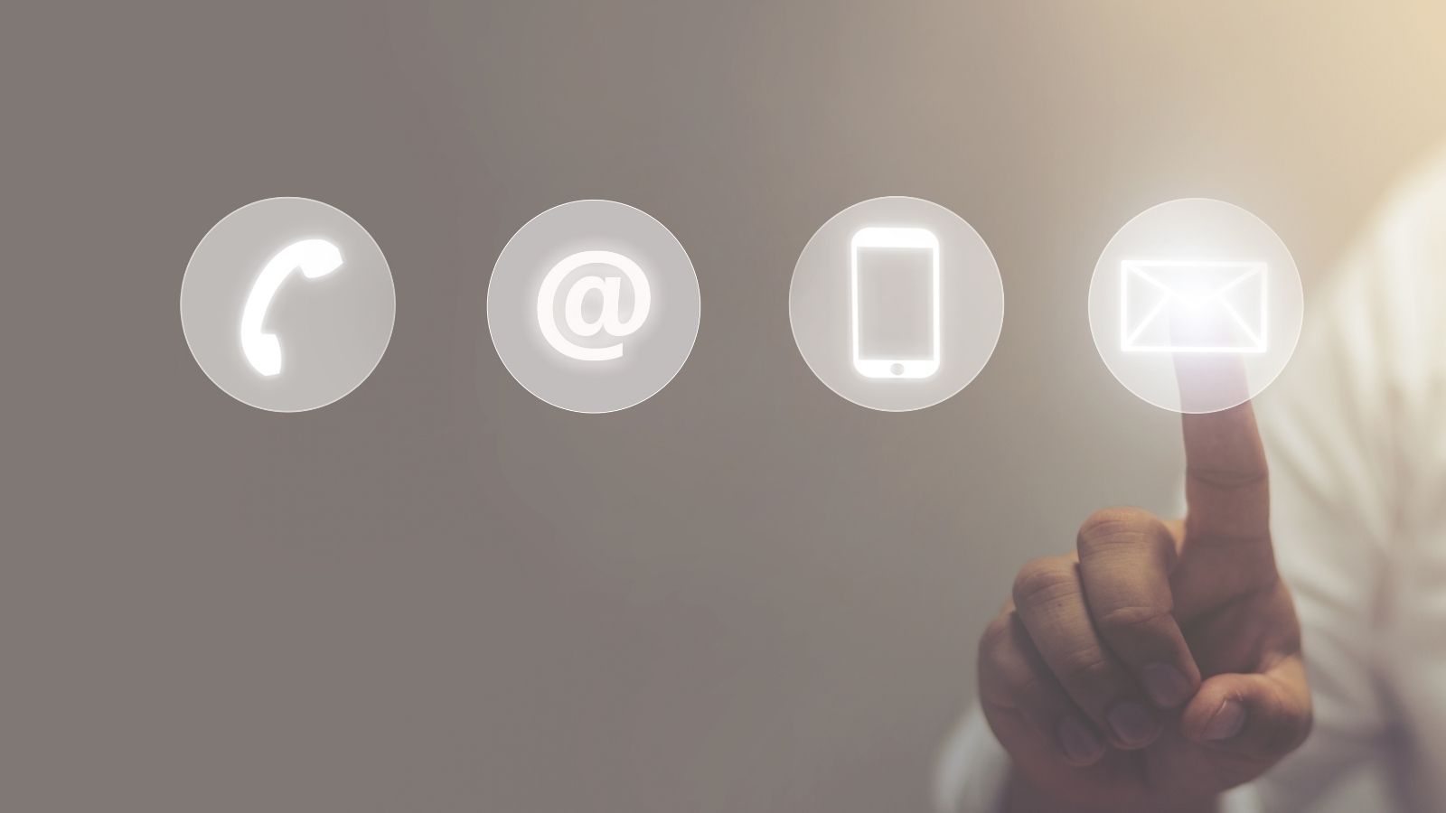 Finger pointing to different methods of contact