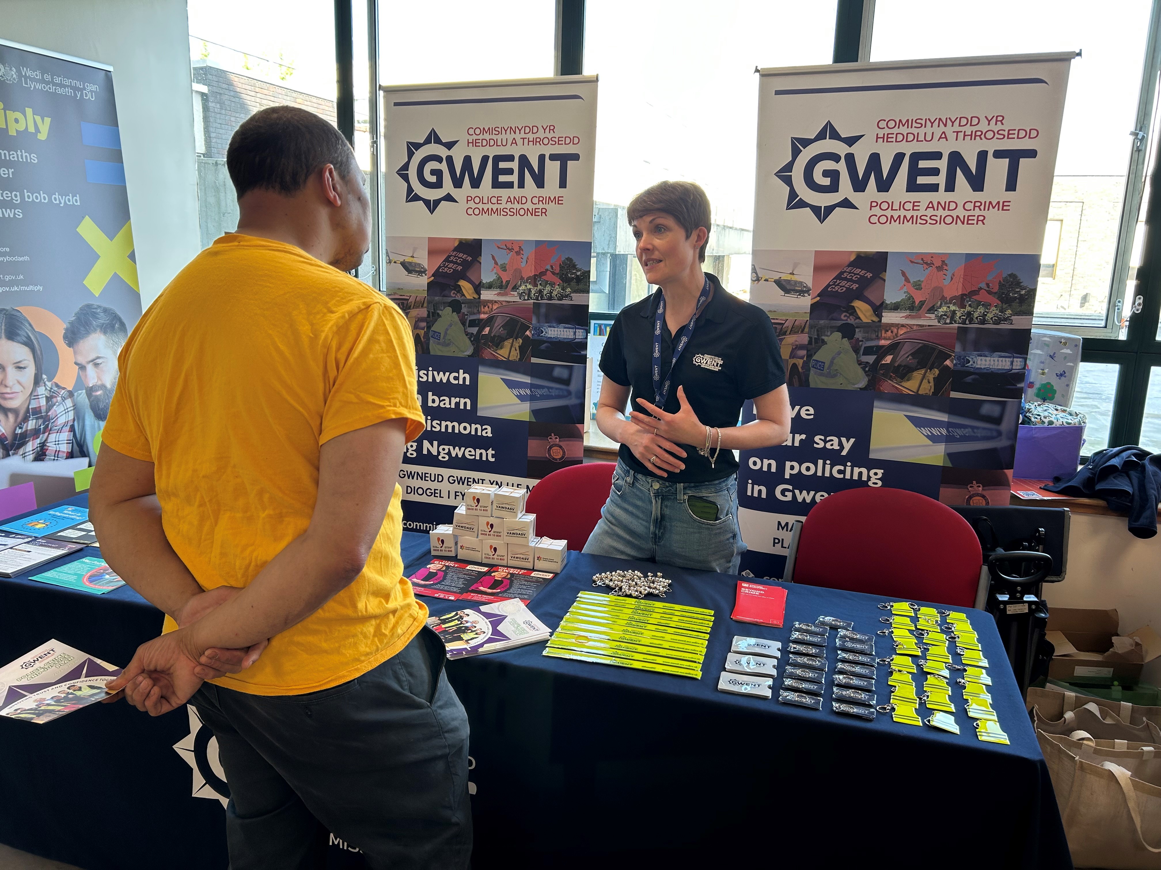 Staff member talking to resident